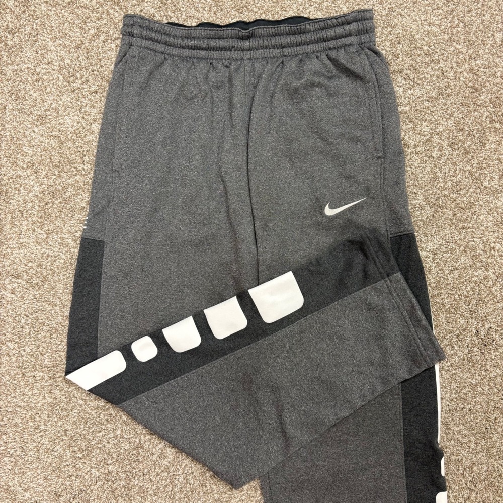 Nike Elite Therma-Fit Basketball Sweatpants Mens Large Gray Fleece Joggers